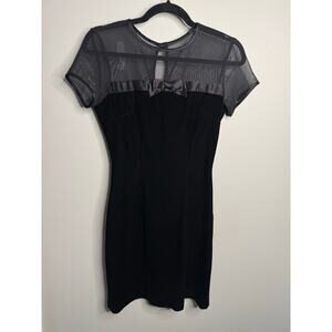 Just Choon Vintage 90s Y2K Black Velvet Mesh Top Mini Dress Juniors Size 3